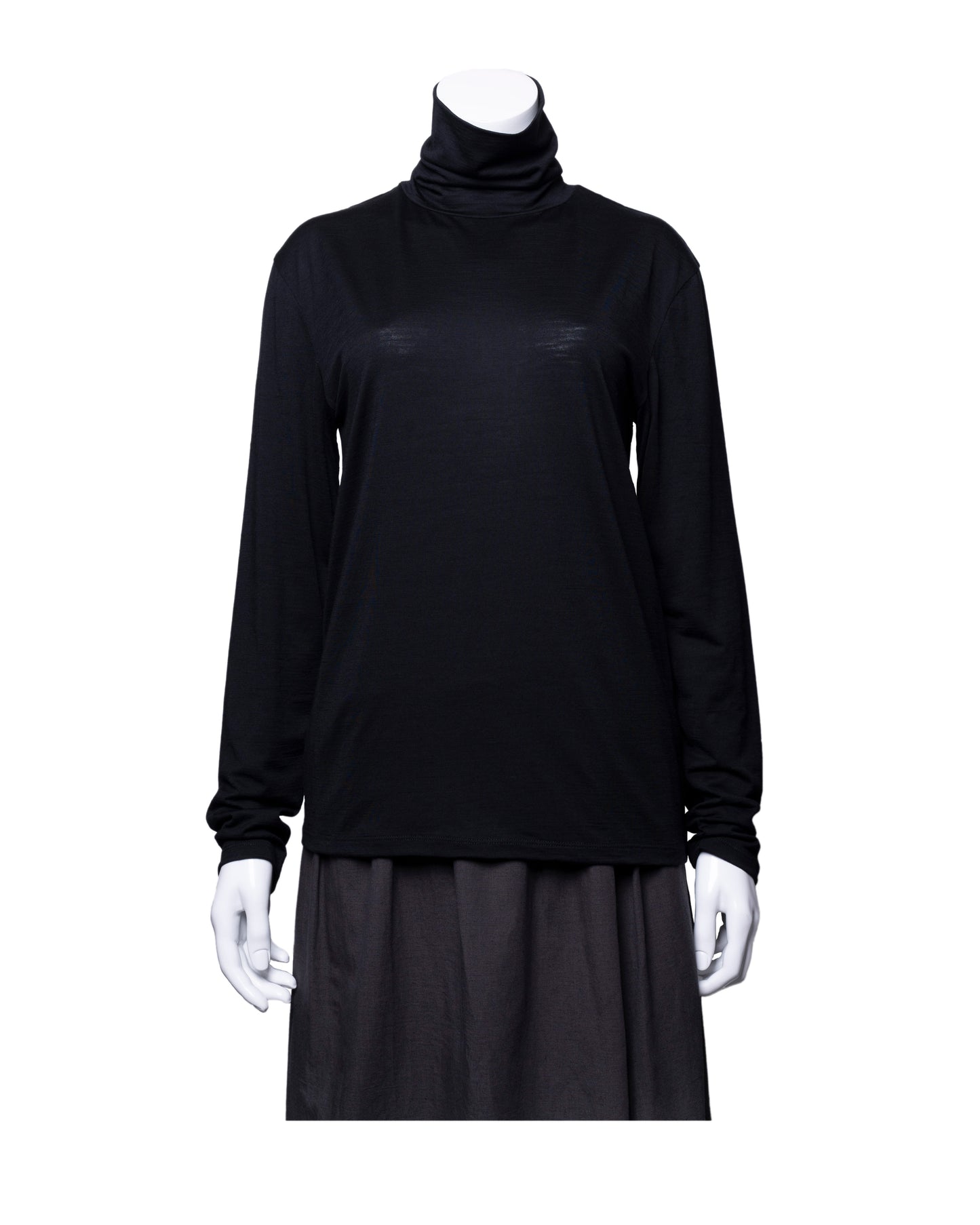 New Zealand Merino wool High Neck C&S #Black