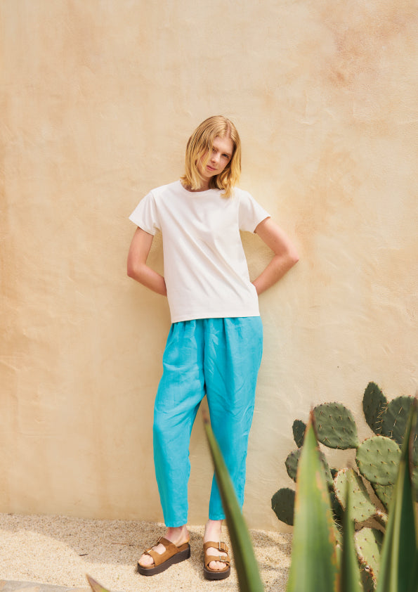 French Linen Balloon Pants #Blue