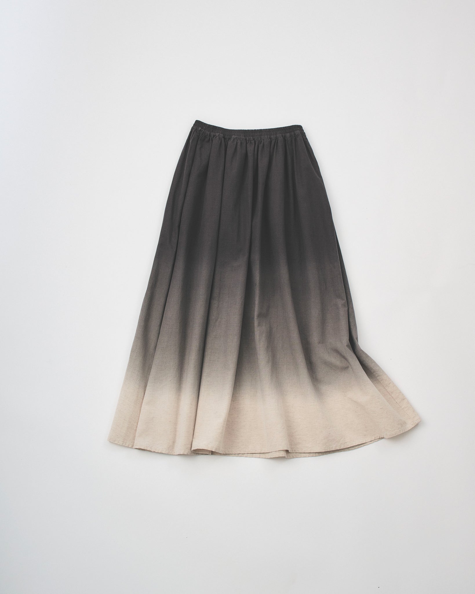 Organic Cotton × Linen Gradation Skirt #Charcoal